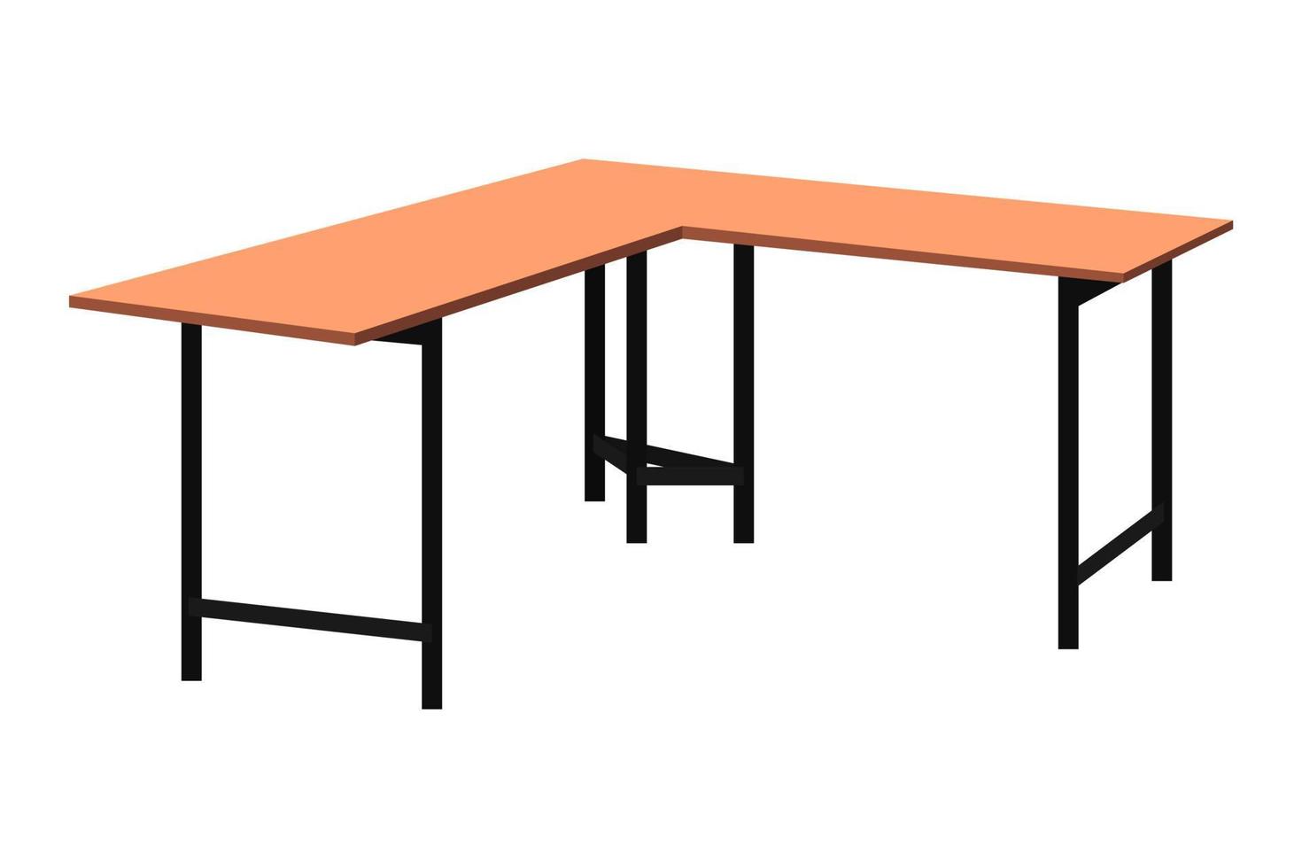 Modern cute beautiful home office L shape table for freelancer isolated vector