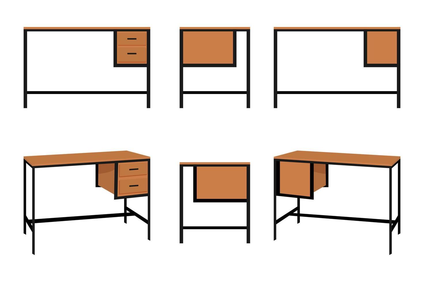 linda y hermosa mesa de oficina en casa moderna con cajón para autónomo aislado vector