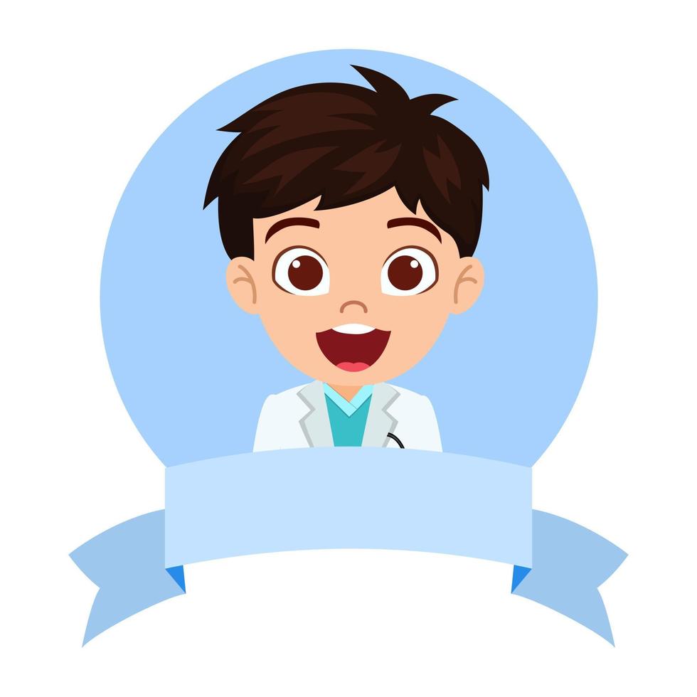 feliz, lindo, niño, doctor, carácter, avatar vector