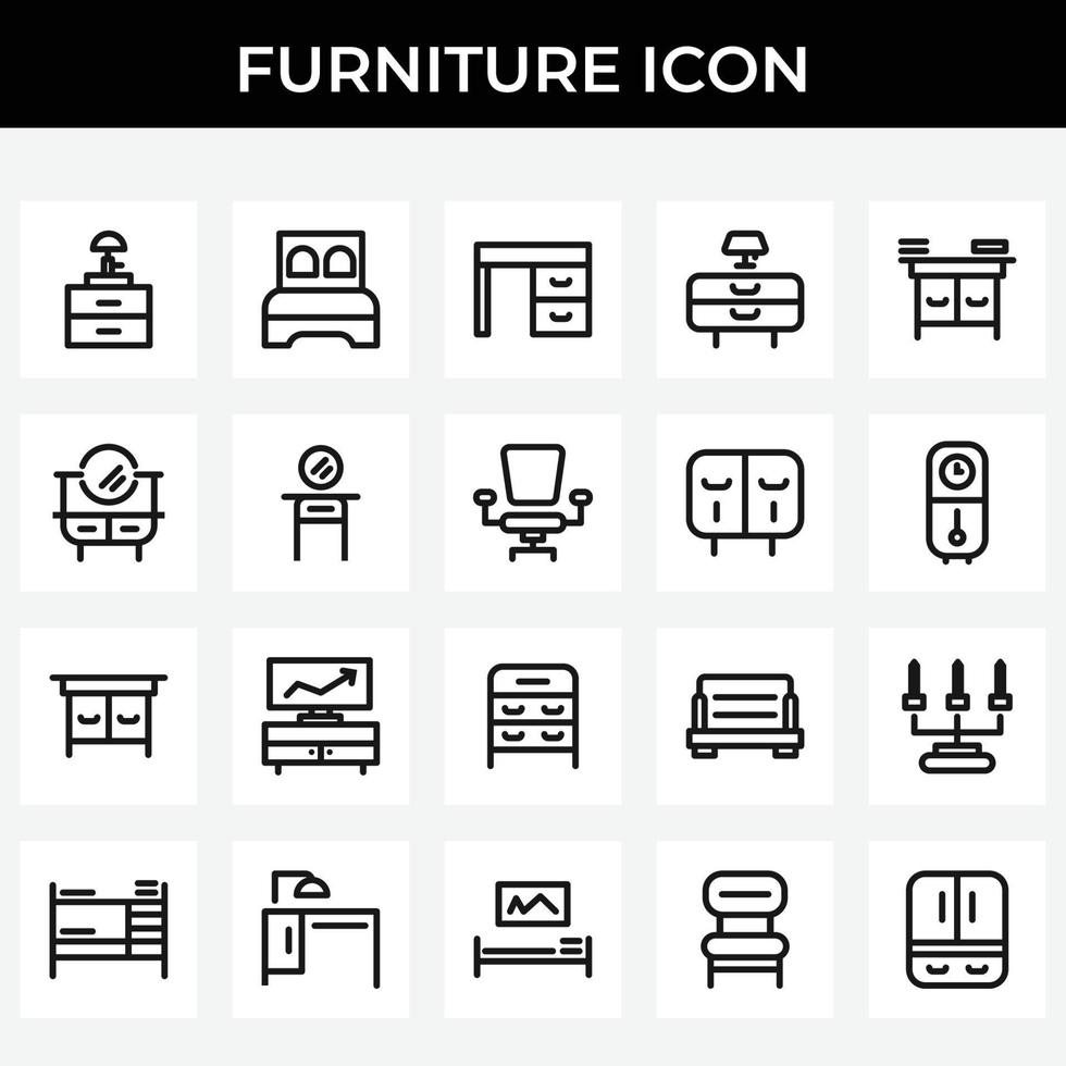 vector de conjunto de iconos de muebles