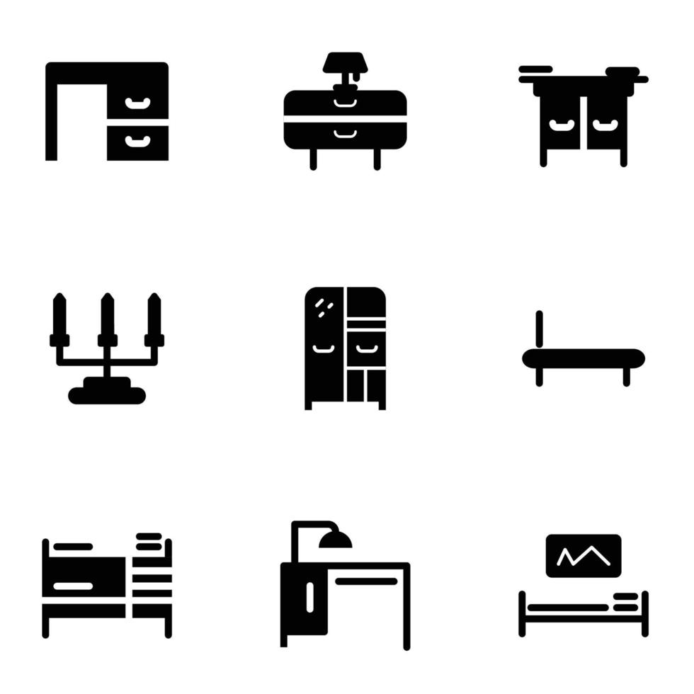 vector de conjunto de iconos de muebles