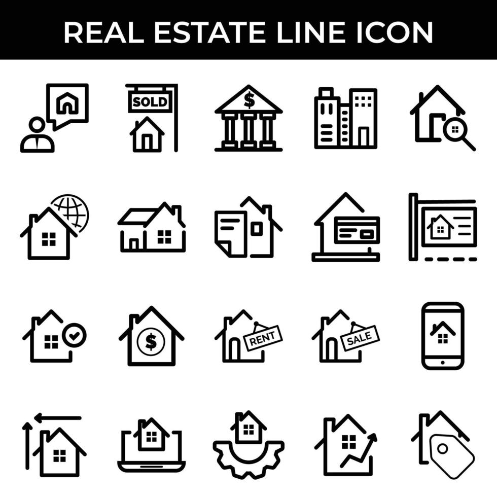 Real State Icon Set Vector