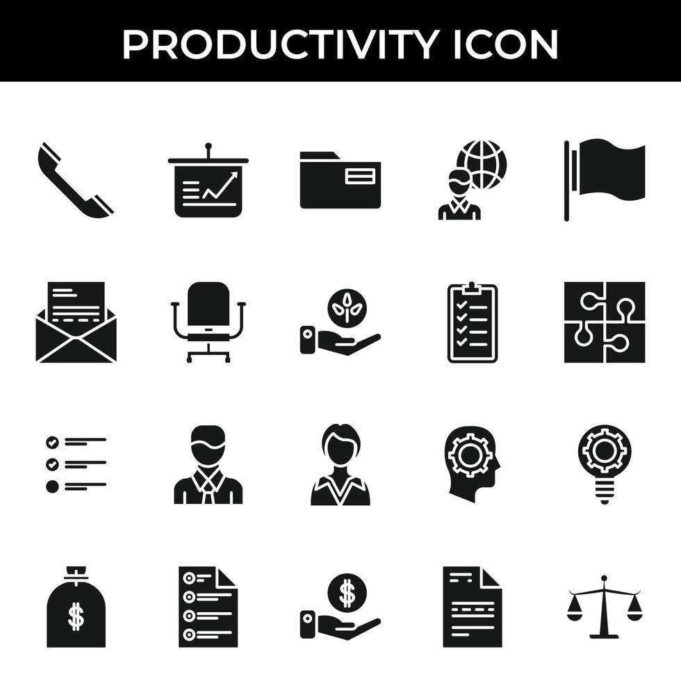 vector de conjunto de iconos de productividad