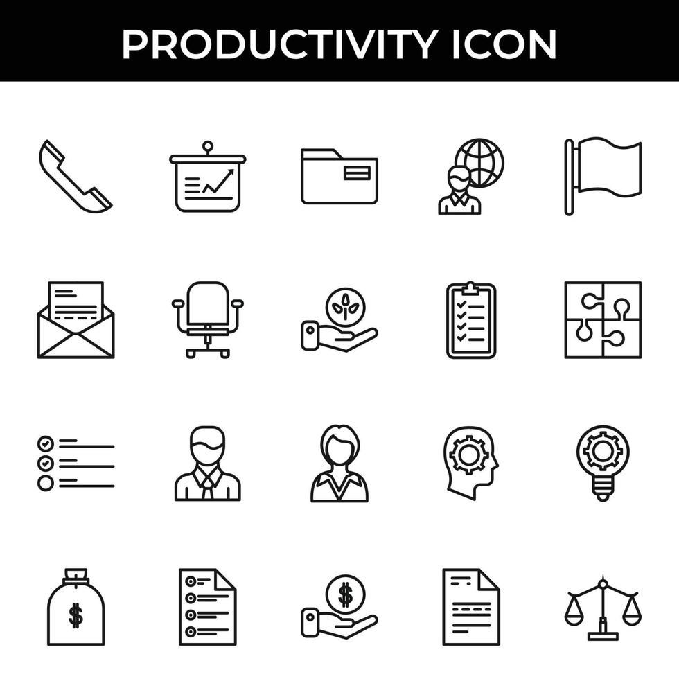 vector de conjunto de iconos de productividad