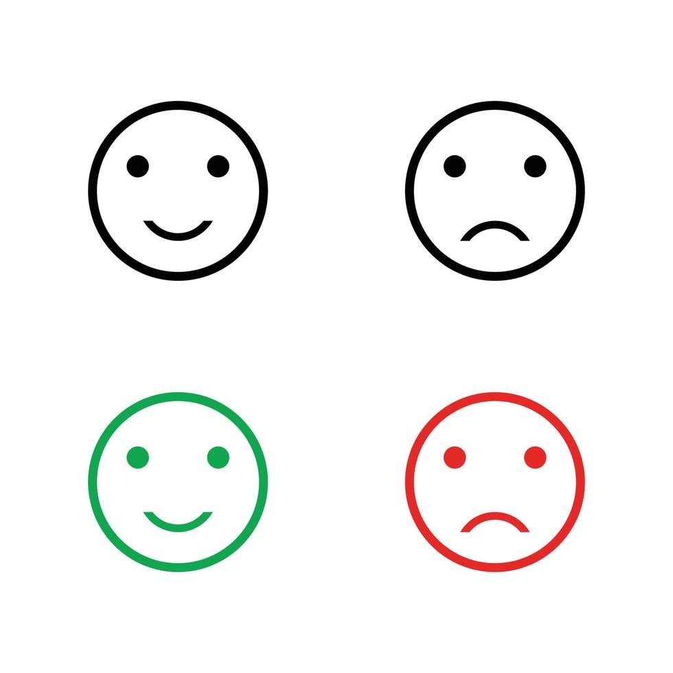 Happy Sad Emoji Faces Line Art vector