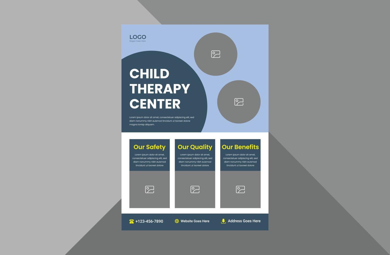 child care flyer design. kids care medical service poster leaflet design. child mental health flyer. a4 template, brochure design, cover, flyer, poster, print-ready vector