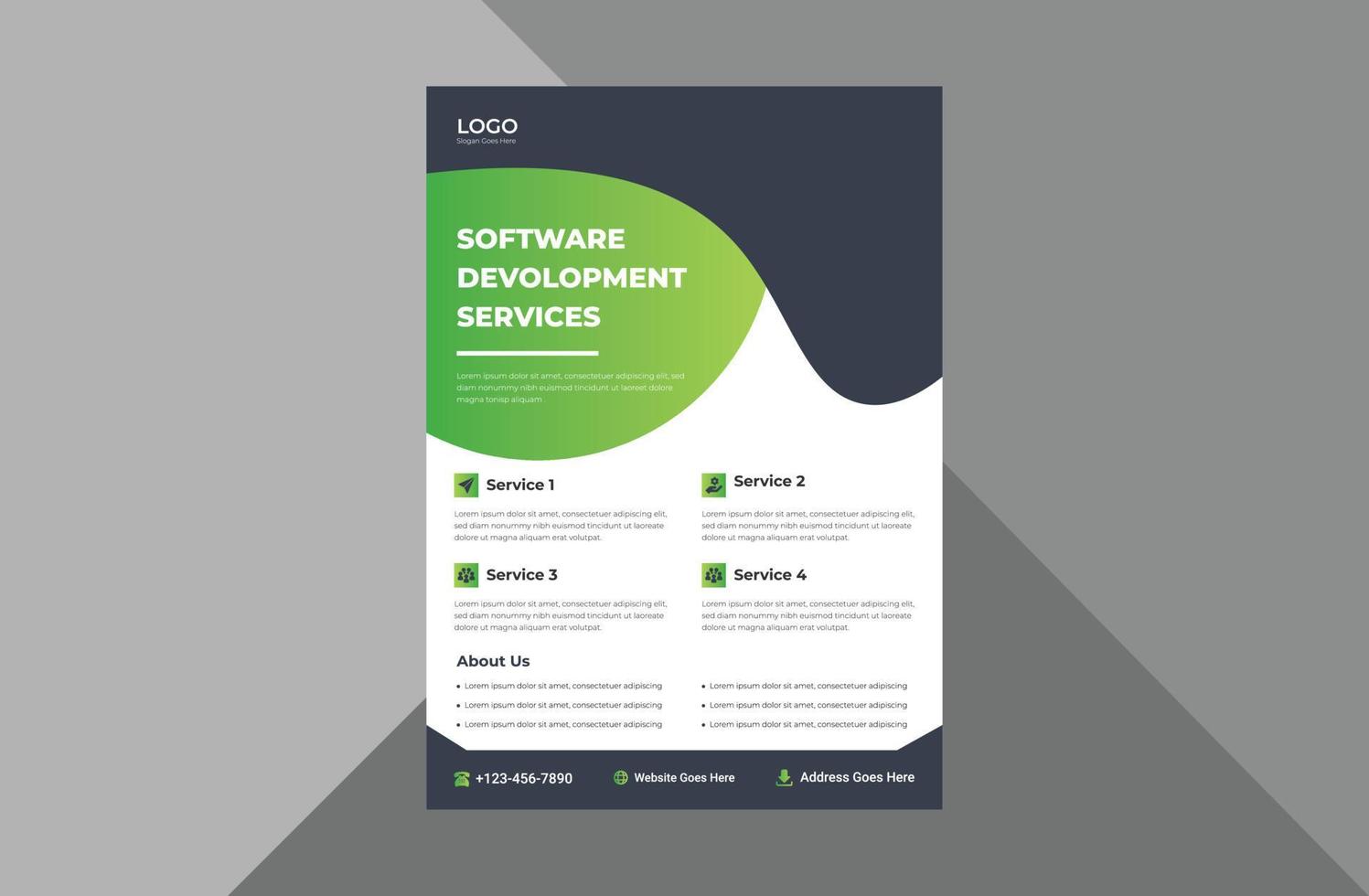 software development service flyer template. software agency poster
