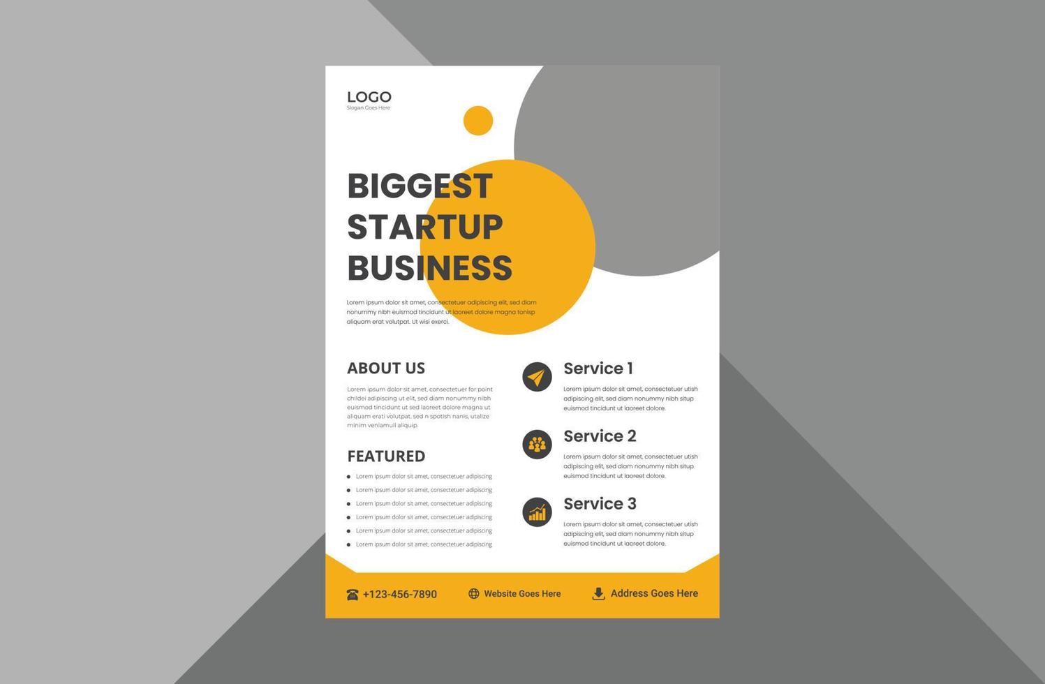 startup business flyer design template. business agency poster leaflet design. a4 template, brochure design, cover, flyer, poster, print-ready vector