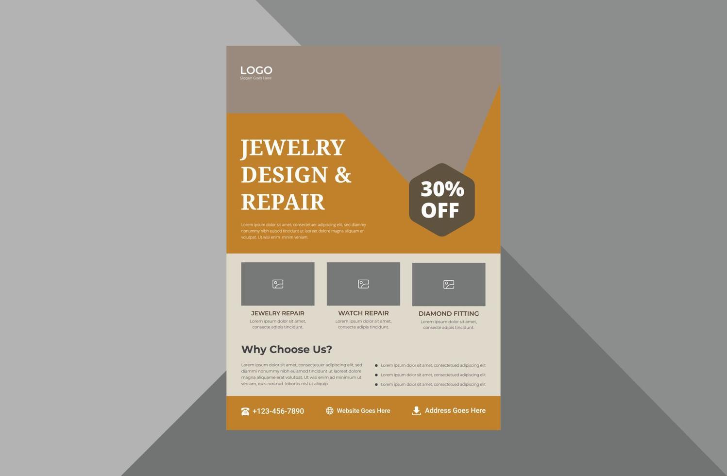 jewelry services flyer design template. jewelry repair service poster leaflet design. a4 template, brochure design, cover, flyer, poster, print-ready vector