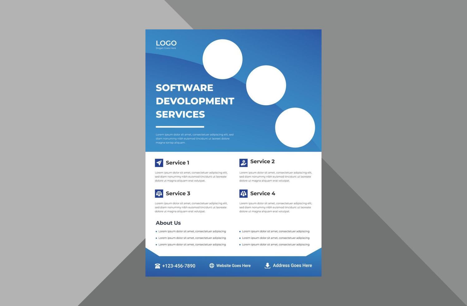 software development service flyer template. software agency poster