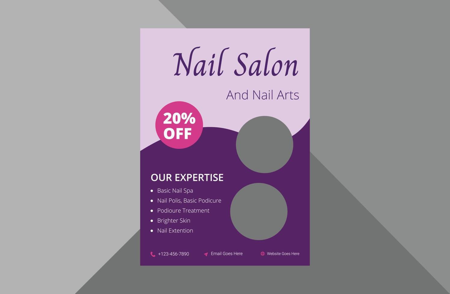 nail salon service flyer design. spa nail salon service poster leaflet design. a4 template, brochure design, cover, flyer, poster, print-ready vector