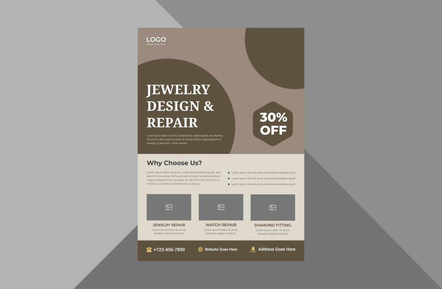 jewelry services flyer design template. jewelry repair service poster leaflet design. a4 template, brochure design, cover, flyer, poster, print-ready vector