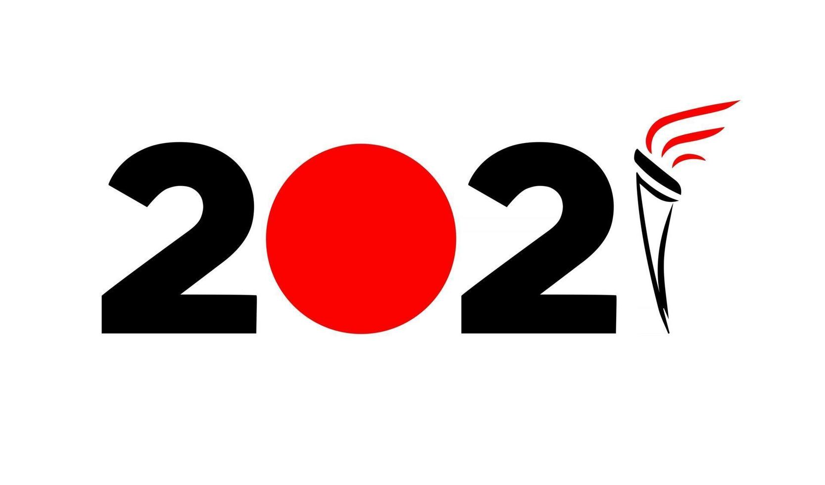 juegos deportivos tokio 2021 en japón. fecha y llama. juegos de verano. ilustración vectorial. vector