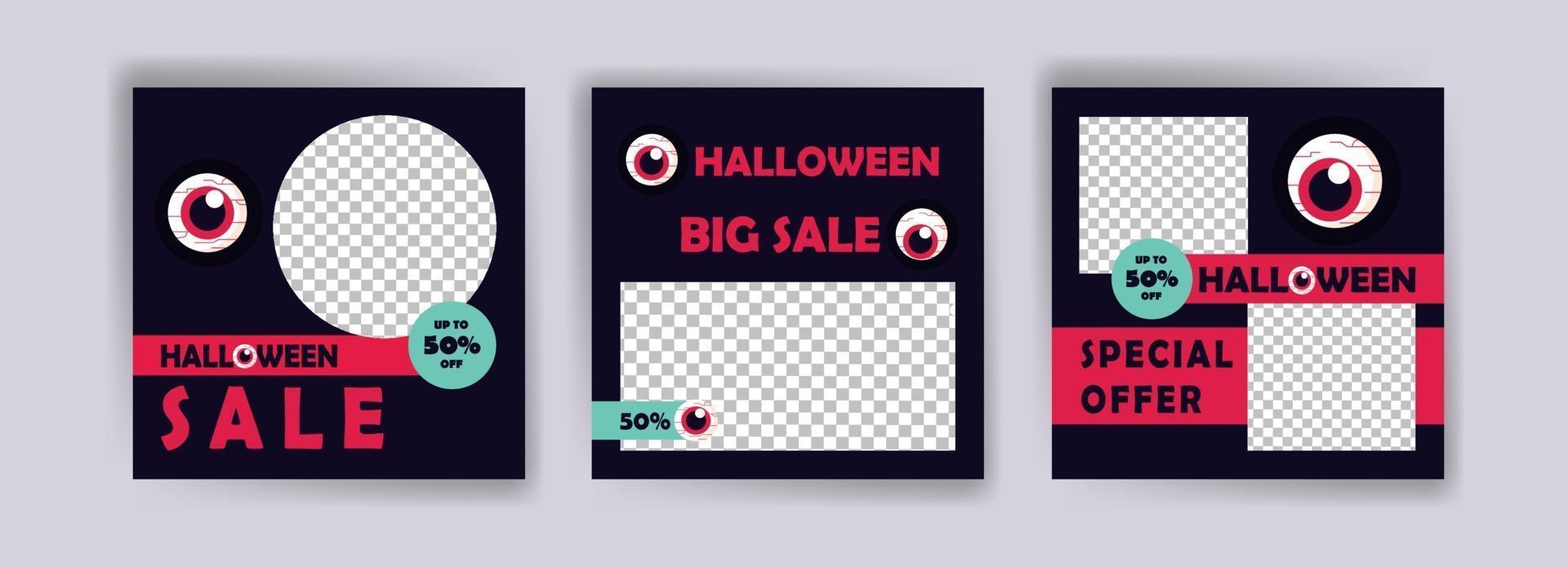 Social media post template for halloween sale. Sales banner for halloween celebration. vector