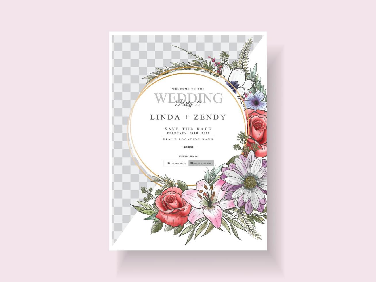 Romantic floral wedding invitations card vector