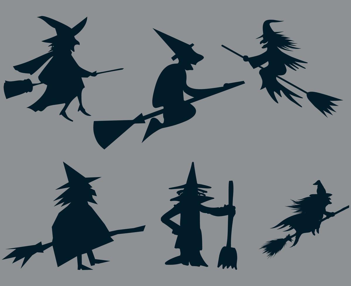 Witch Halloween White Objects Signs Symbols Vector Illustration Abstract With Gray Background