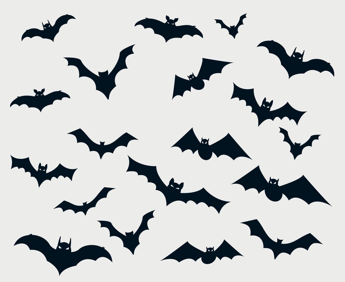 Bats Black Objects Signs Symbols Vector Illustration With Background
