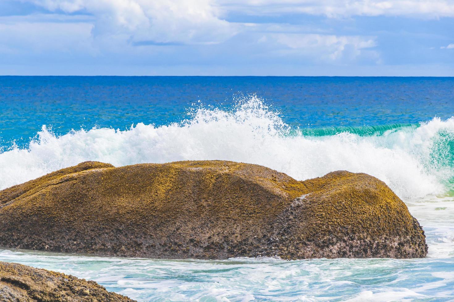 Rocks waves Praia Lopes Mendes beach Ilha Grande island Brazil. photo