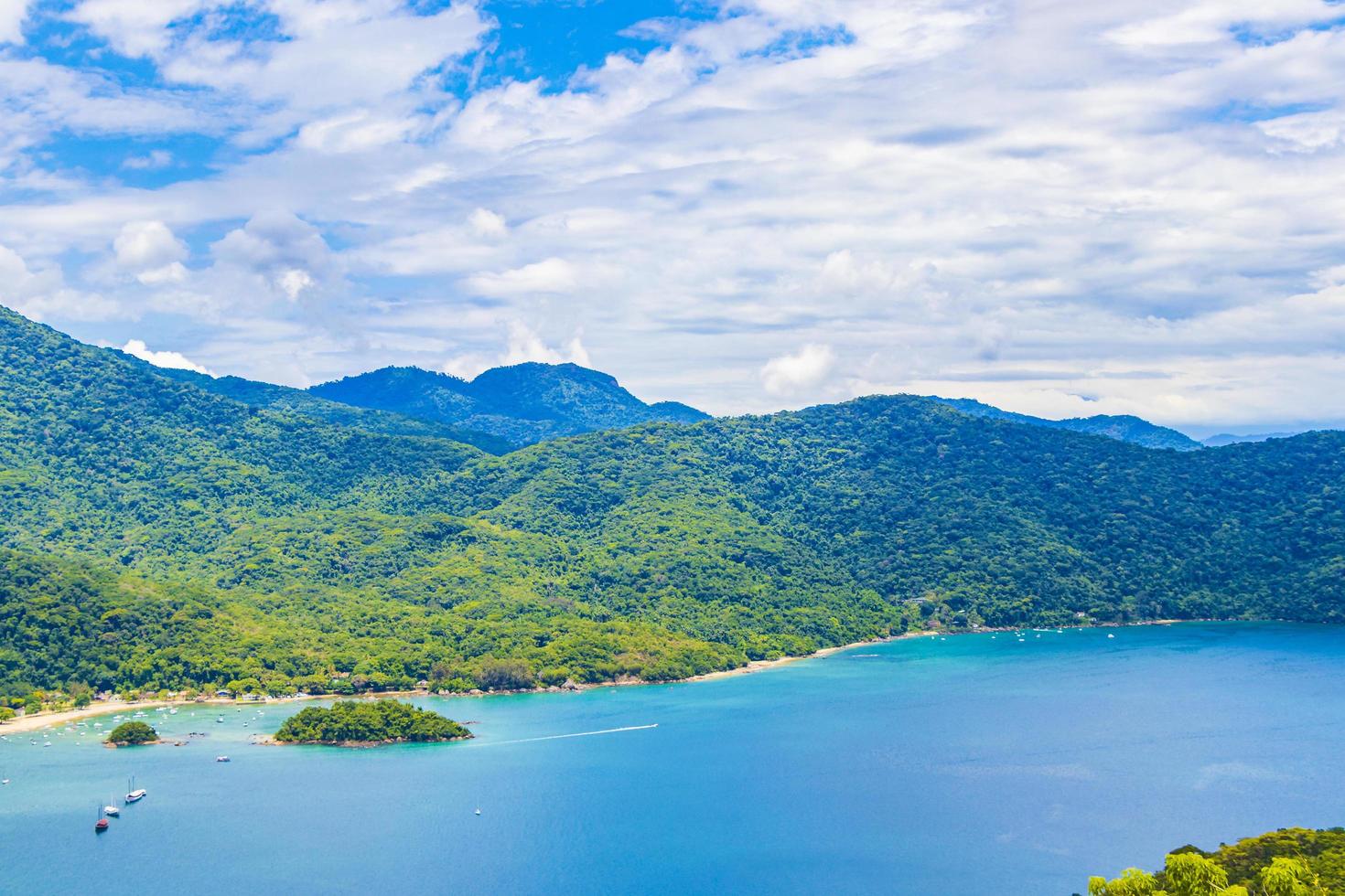 Big tropical island Ilha Grande Abraao beach panorama Brazil. photo