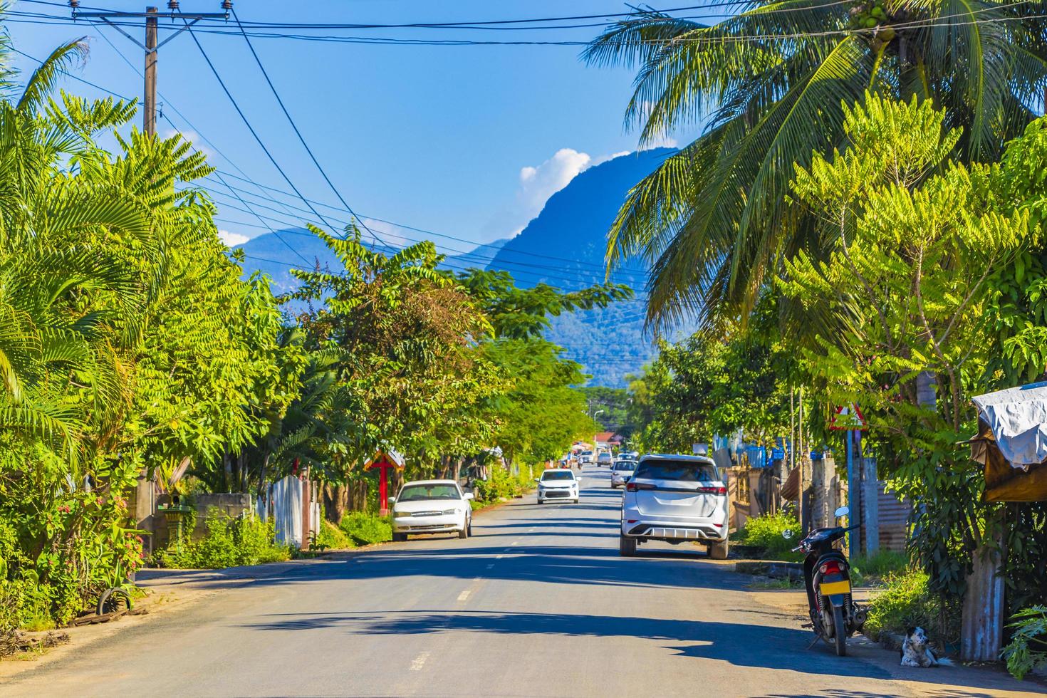 Luang Prabang, Laos 2018- Typical colorful road and cityscape of the old town Luang Prabang, Laos photo