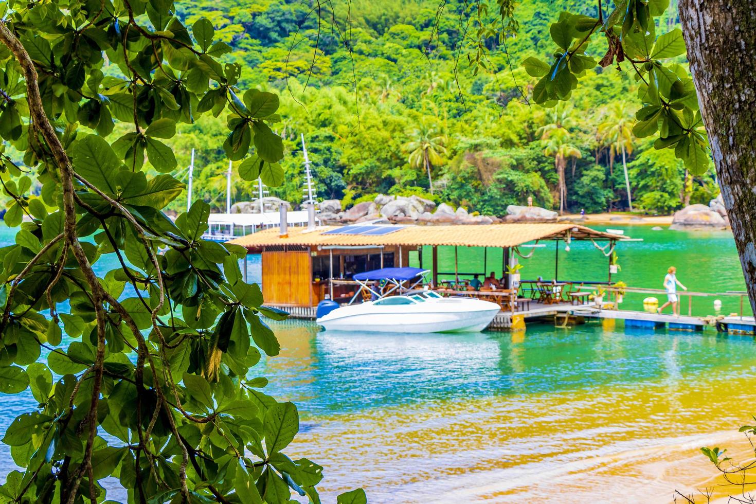 Ilha Grande Brazil 23. November 2020, Mangrove beach and Pouso beach with swimming restaurant photo