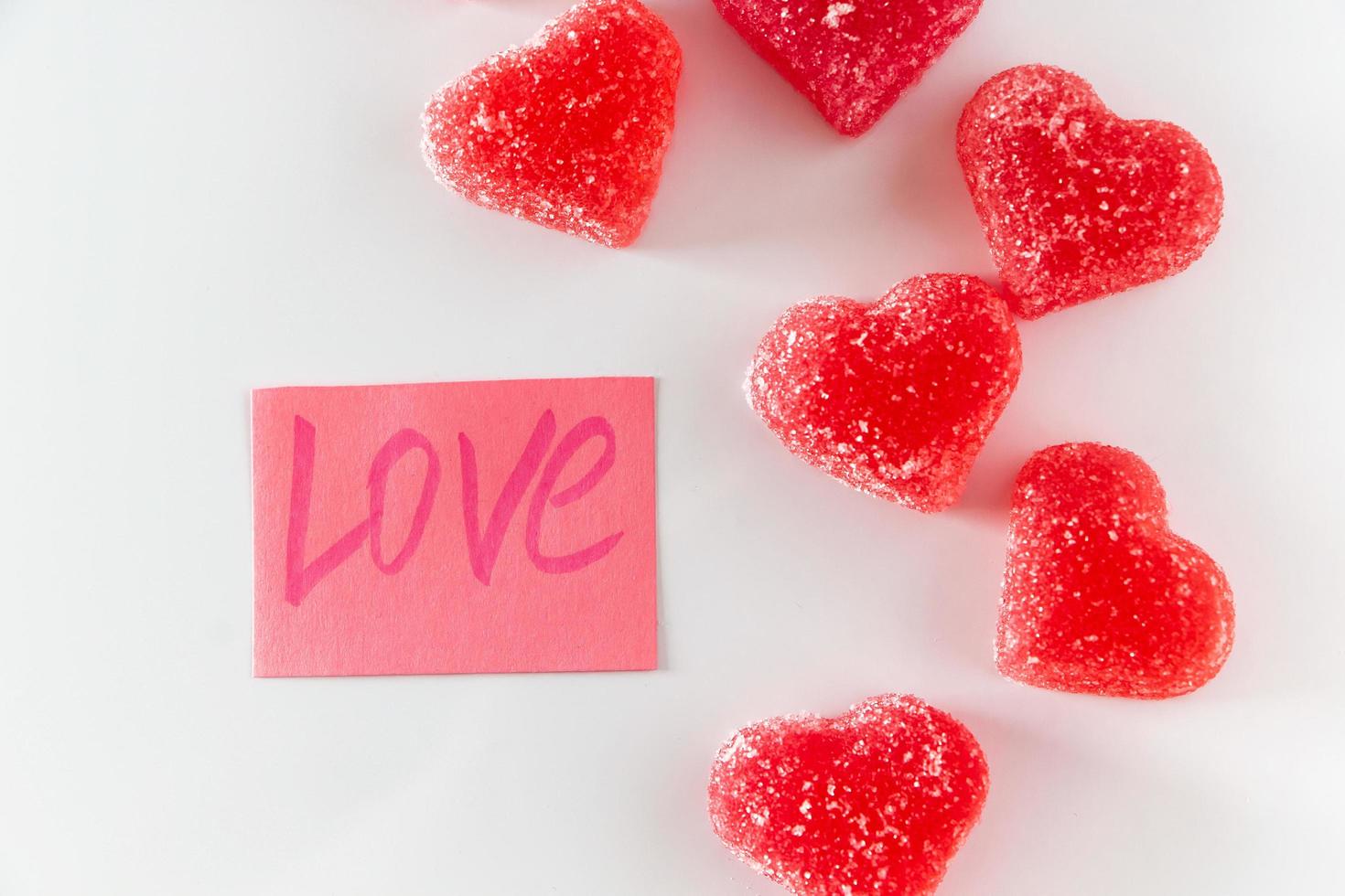 Sticker with the word love and marmalade photo