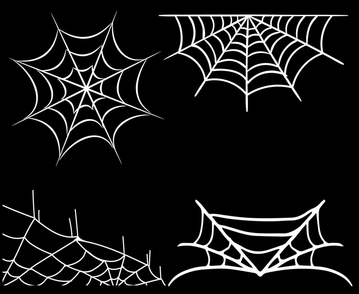 Araña objetos blancos signos símbolos ilustración vectorial abstracto con fondo negro vector