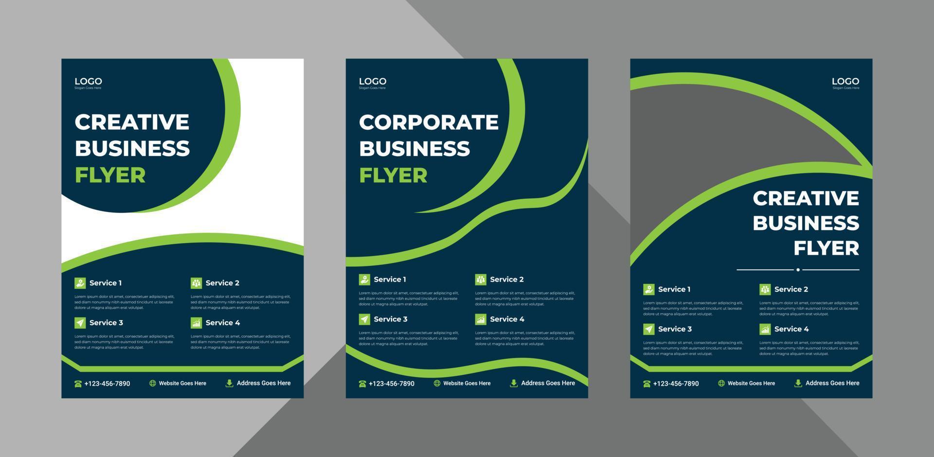 corporate flyer design bundle. poster presentation design vector layout. bundle, 3 in 1, a4 template, brochure design, cover, flyer, poster, print-ready