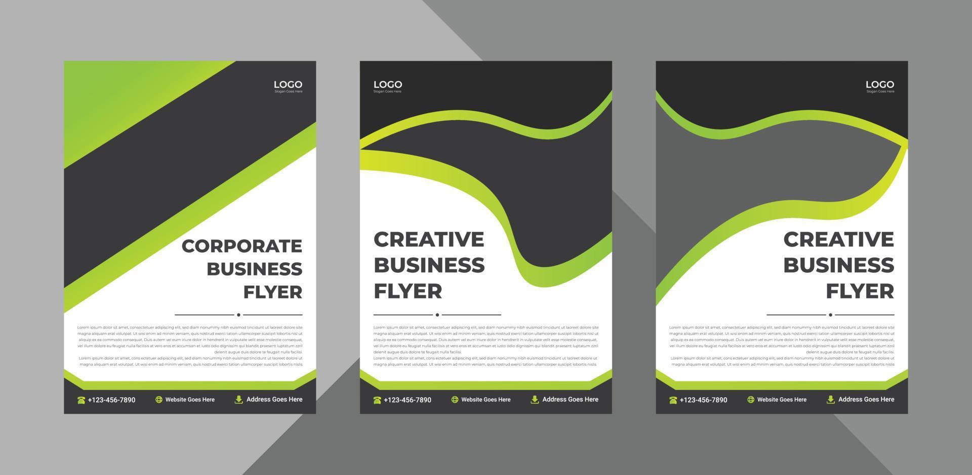 corporate flyer design bundle. poster presentation design vector layout. bundle, 3 in 1, a4 template, brochure design, cover, flyer, poster, print-ready