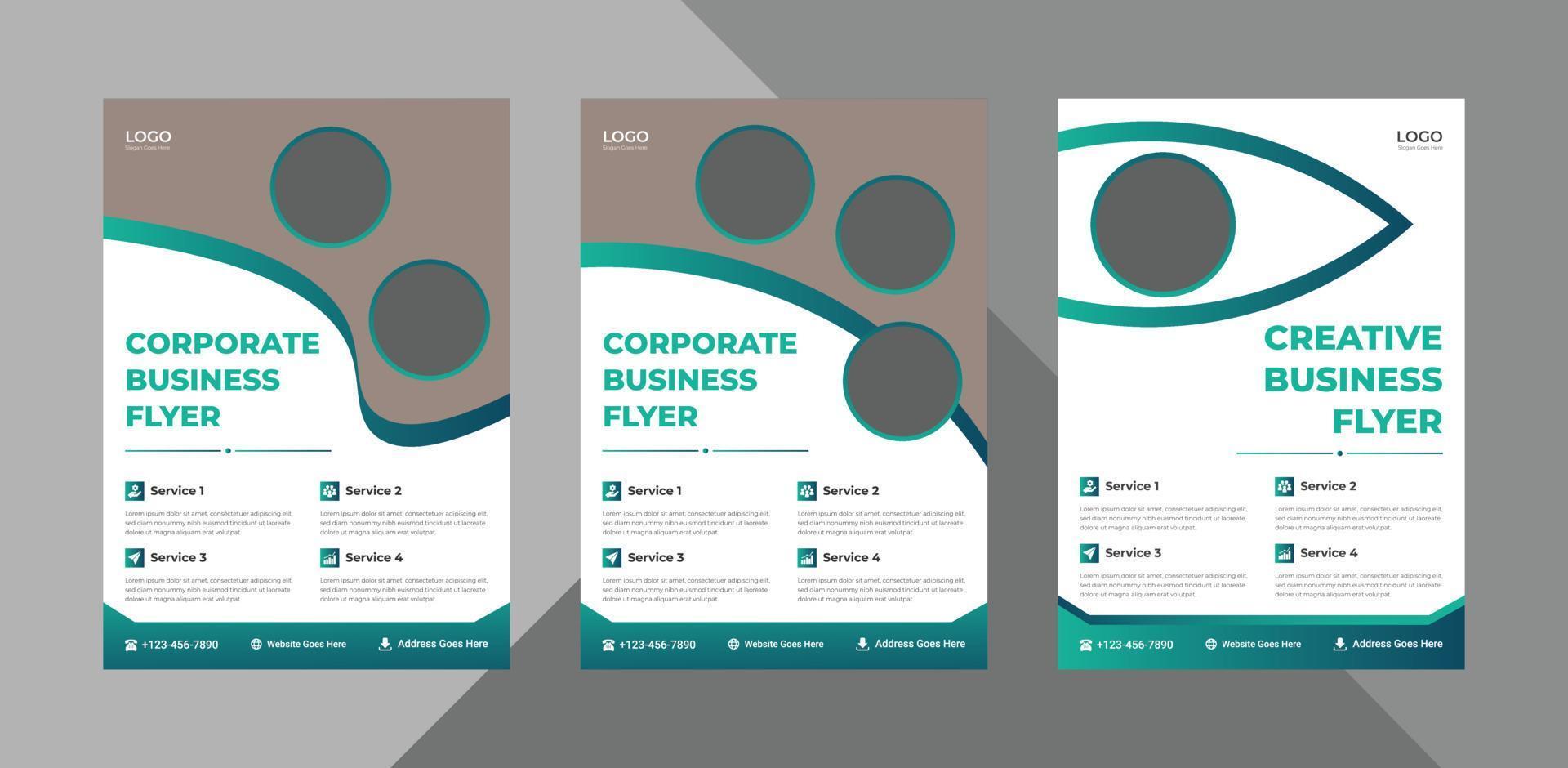 corporate flyer design bundle. poster presentation design vector layout. bundle, 3 in 1, a4 template, brochure design, cover, flyer, poster, print-ready