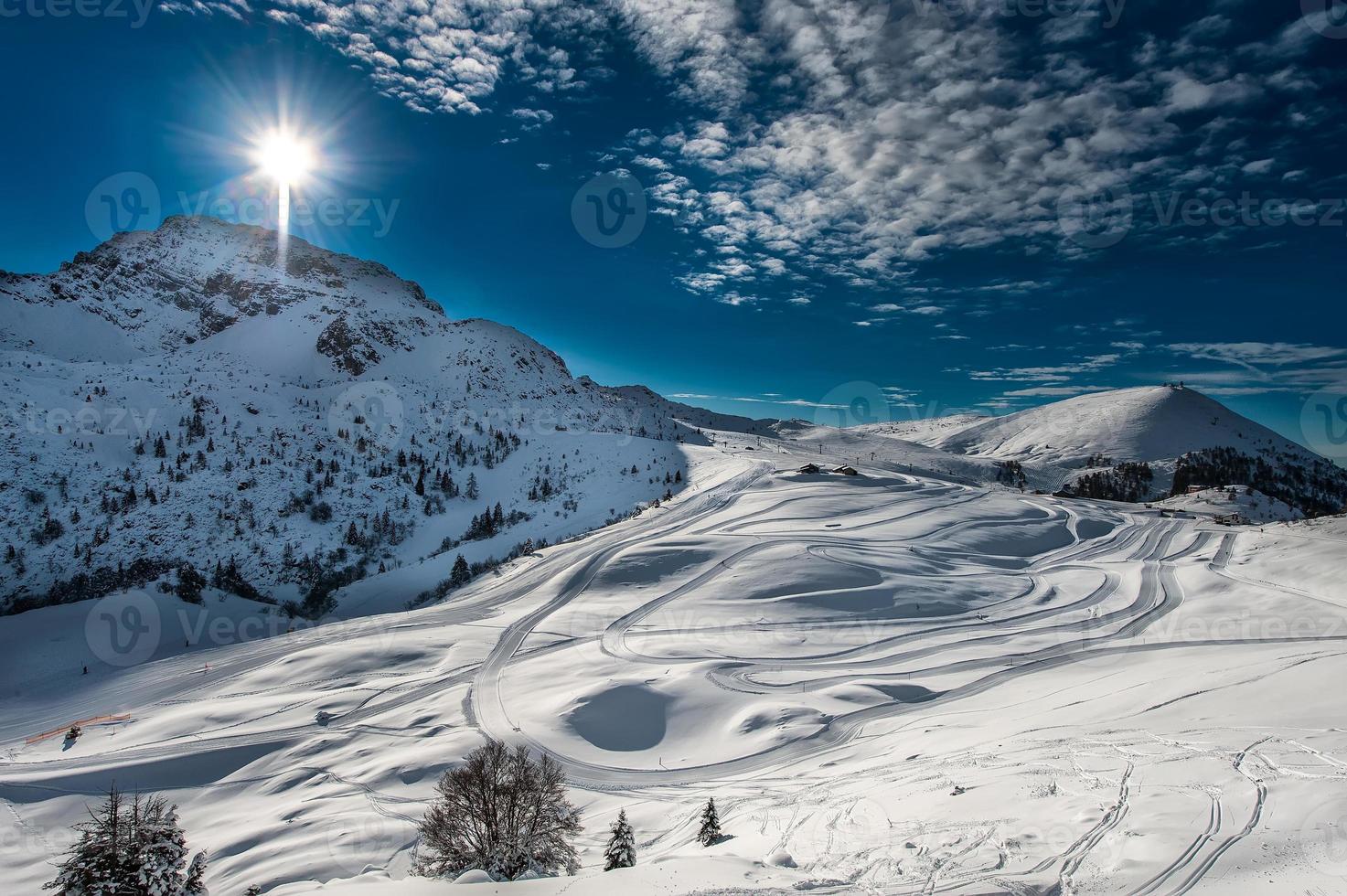 Ski cross-country skiing on the Italian alps photo