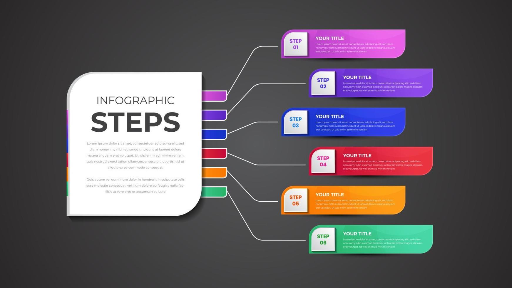 El vector de diseño de infografías de línea de tiempo y los iconos de marketing se pueden utilizar para el diseño de flujo de trabajo, diagrama, informe anual, diseño web. concepto de negocio con 6 opciones, pasos o procesos.