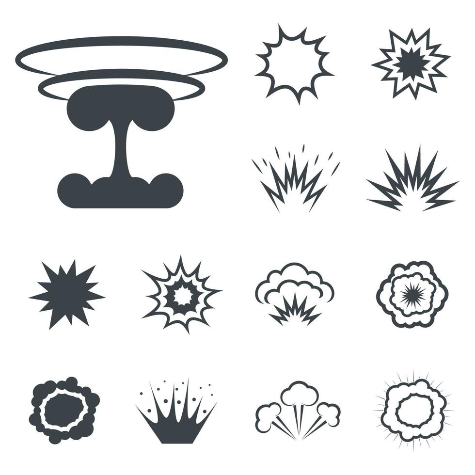 Bomb icons, bang and exploding symbols. Vector illustration