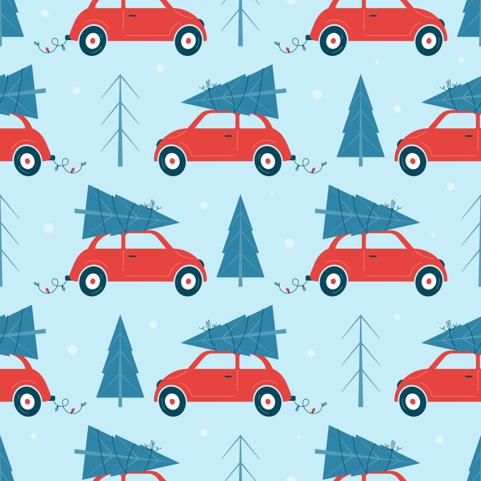Premium Vector  Christmas car with tree pattern christmas tree on car roof  seamless white background winter holiday wallpaper
