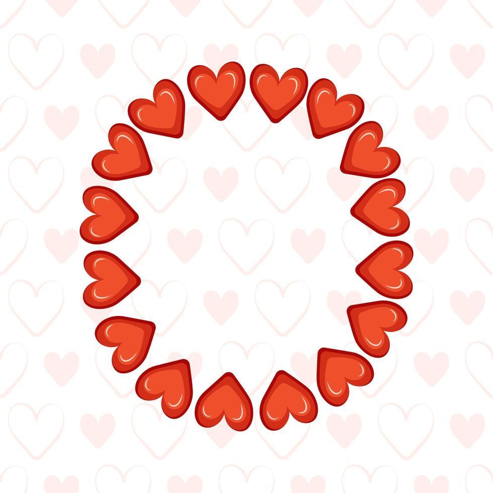 Letra o de corazones rojos en patrones sin fisuras con símbolo de amor. Fuente festiva o decoración para el día de San Valentín, bodas, vacaciones y diseño. vector