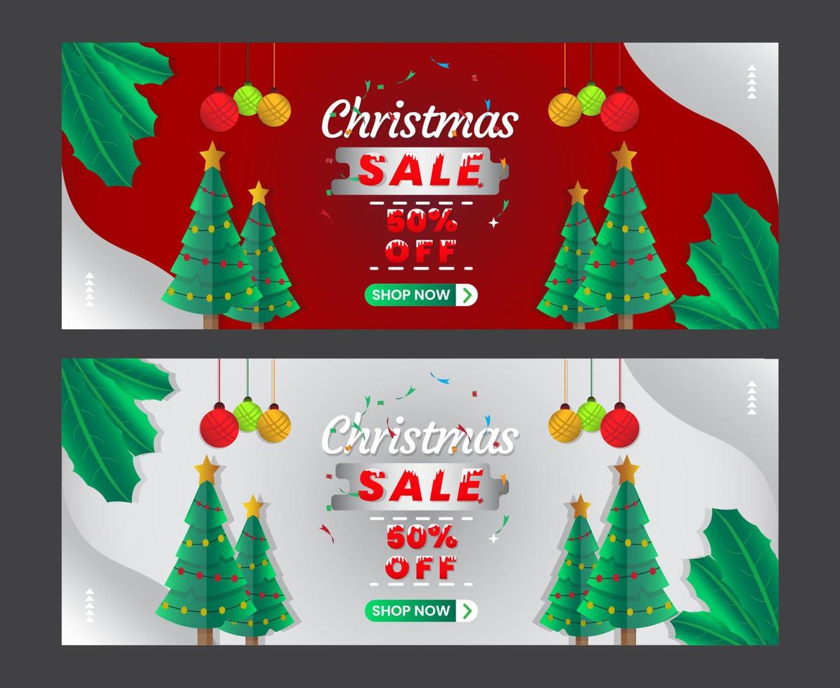 Merry christmas sale banner background Premium Vector