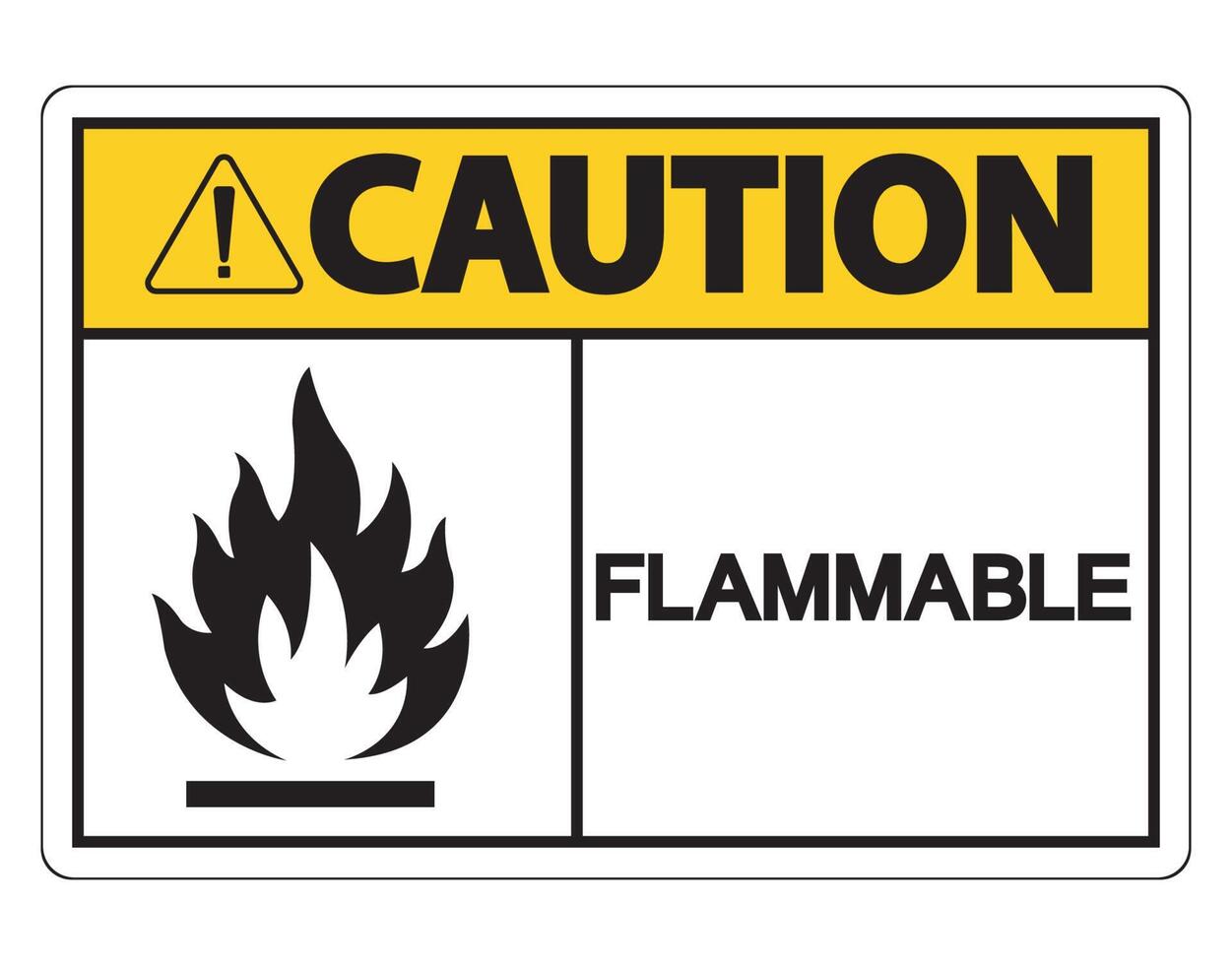 Caution Flammable Symbol Sign on white background vector