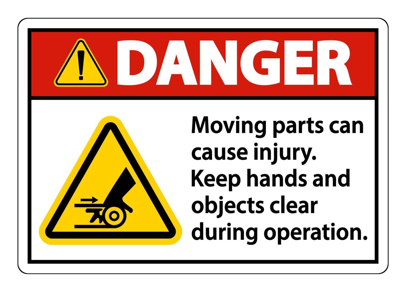 Danger Moving parts can cause injury sign on white background vector