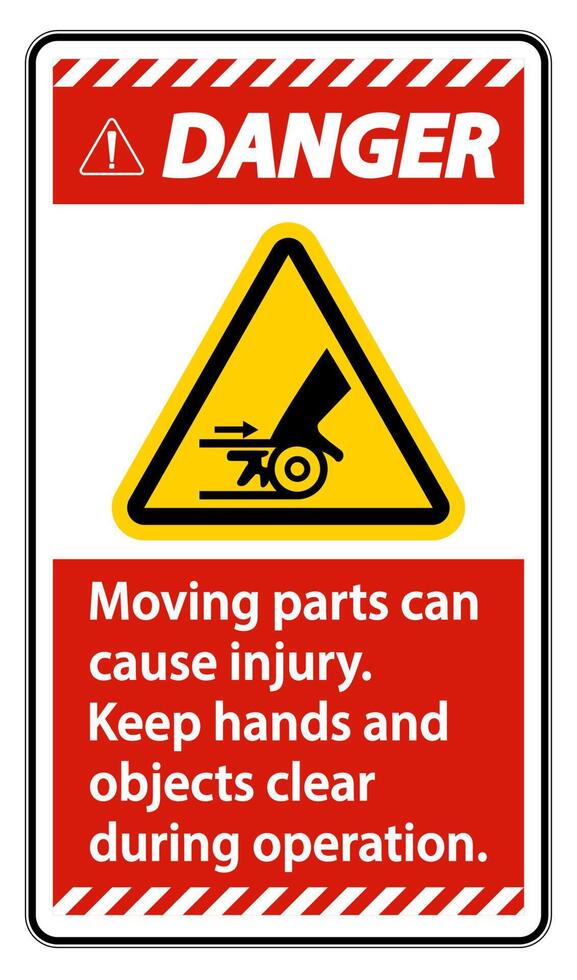 Danger Moving parts can cause injury sign on white background vector