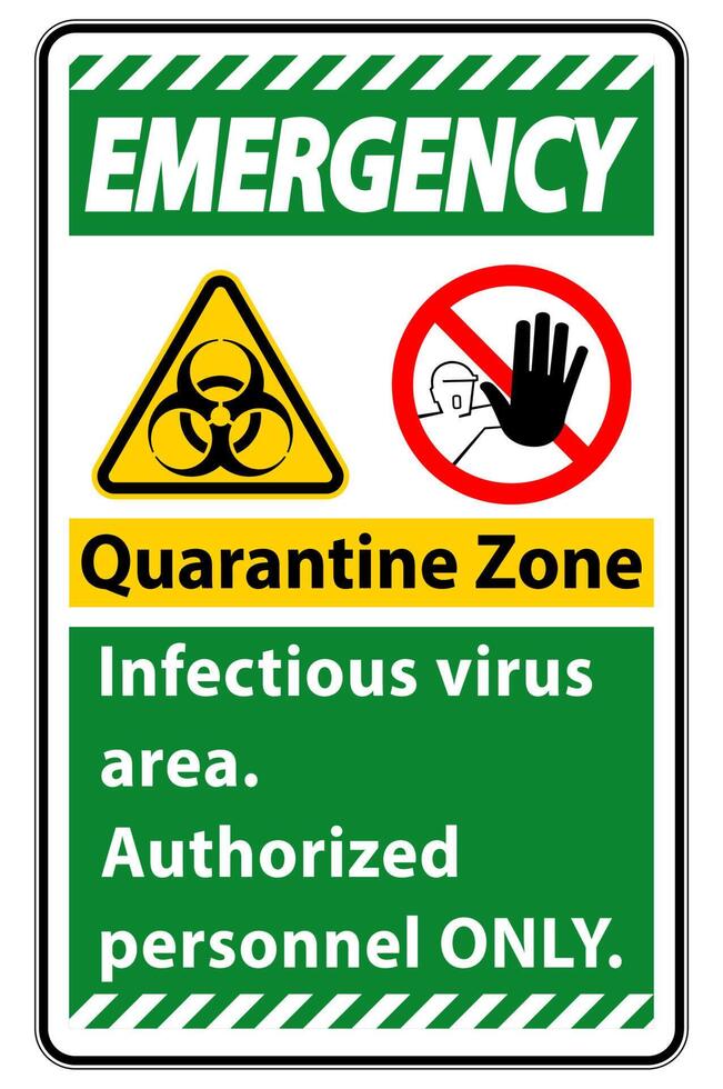 Emergency Quarantine Infectious Virus Area sign on white background vector