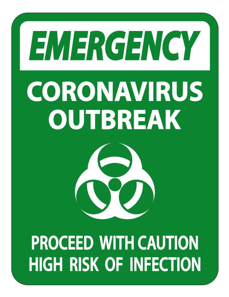 Signo de brote de coronavirus de emergencia aislado sobre fondo blanco, ilustración vectorial vector