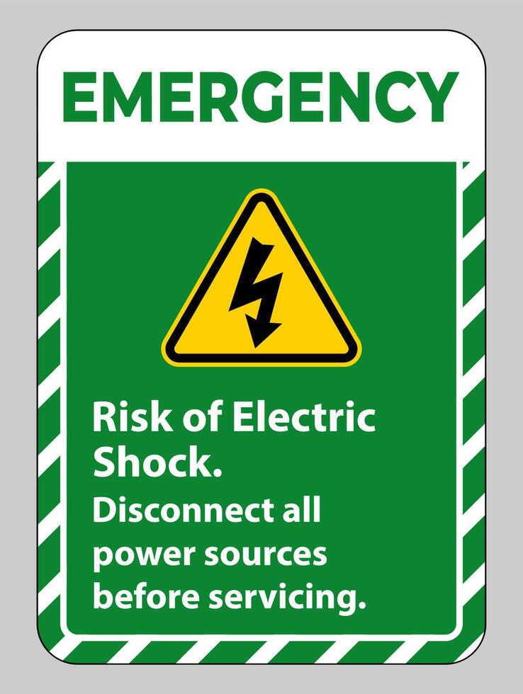 Riesgo de emergencia de signo de símbolo de descarga eléctrica aislar sobre fondo blanco. vector