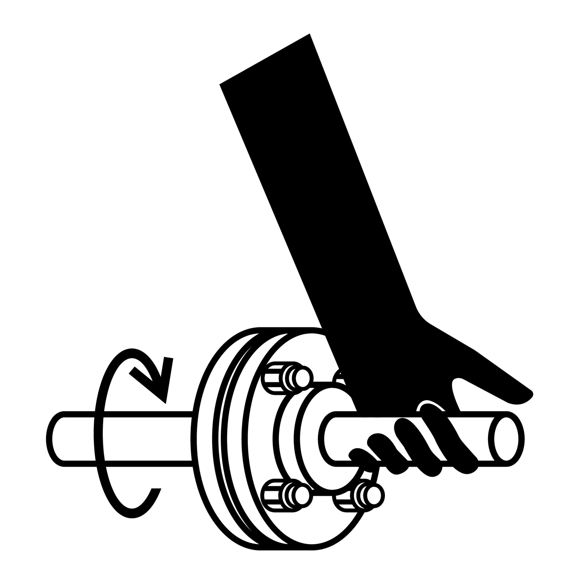 Entanglement Of Hand Rotating Shaft Symbol Sign Isolate On White