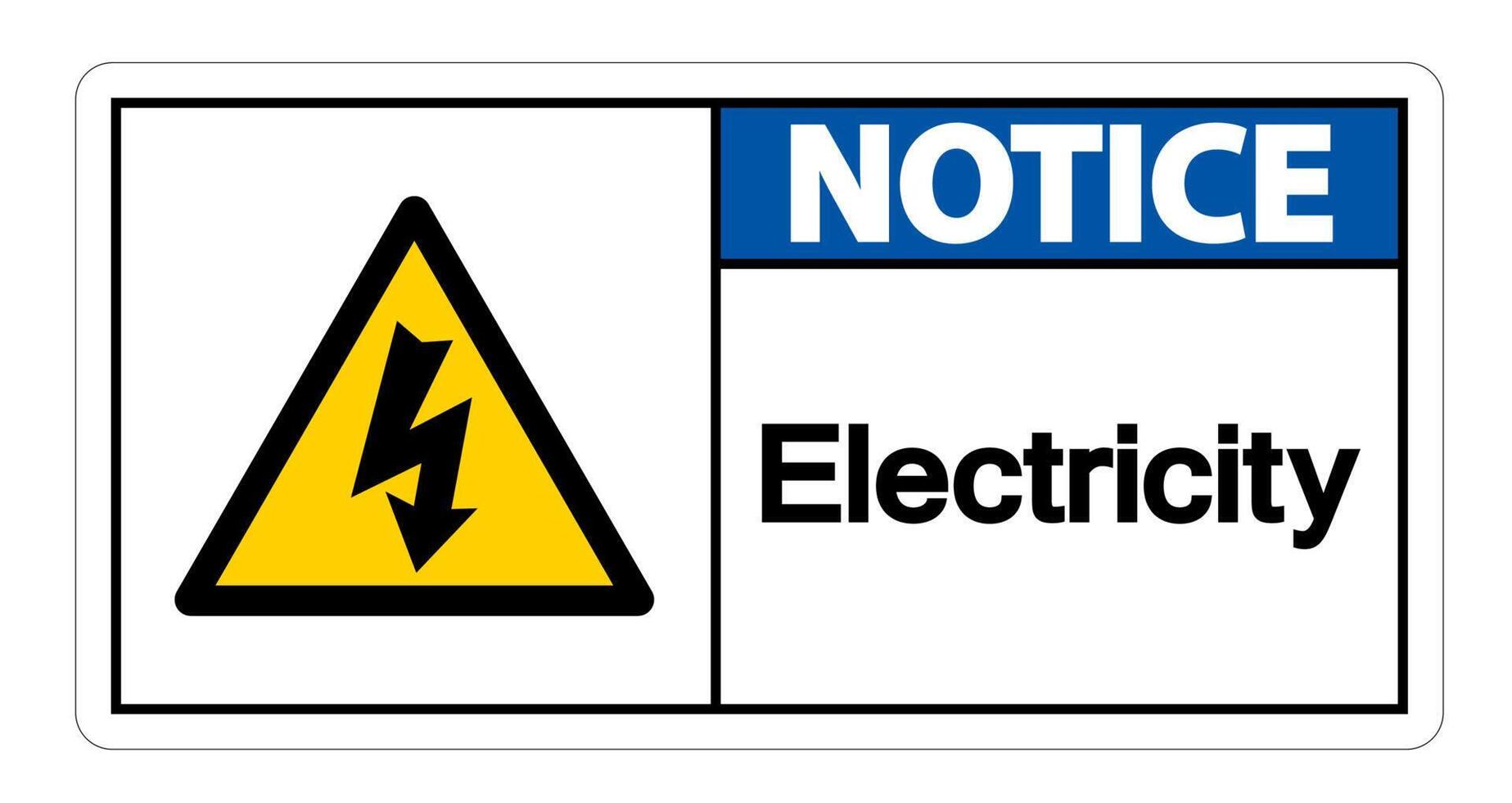 Aviso de signo de símbolo de electricidad sobre fondo blanco. vector