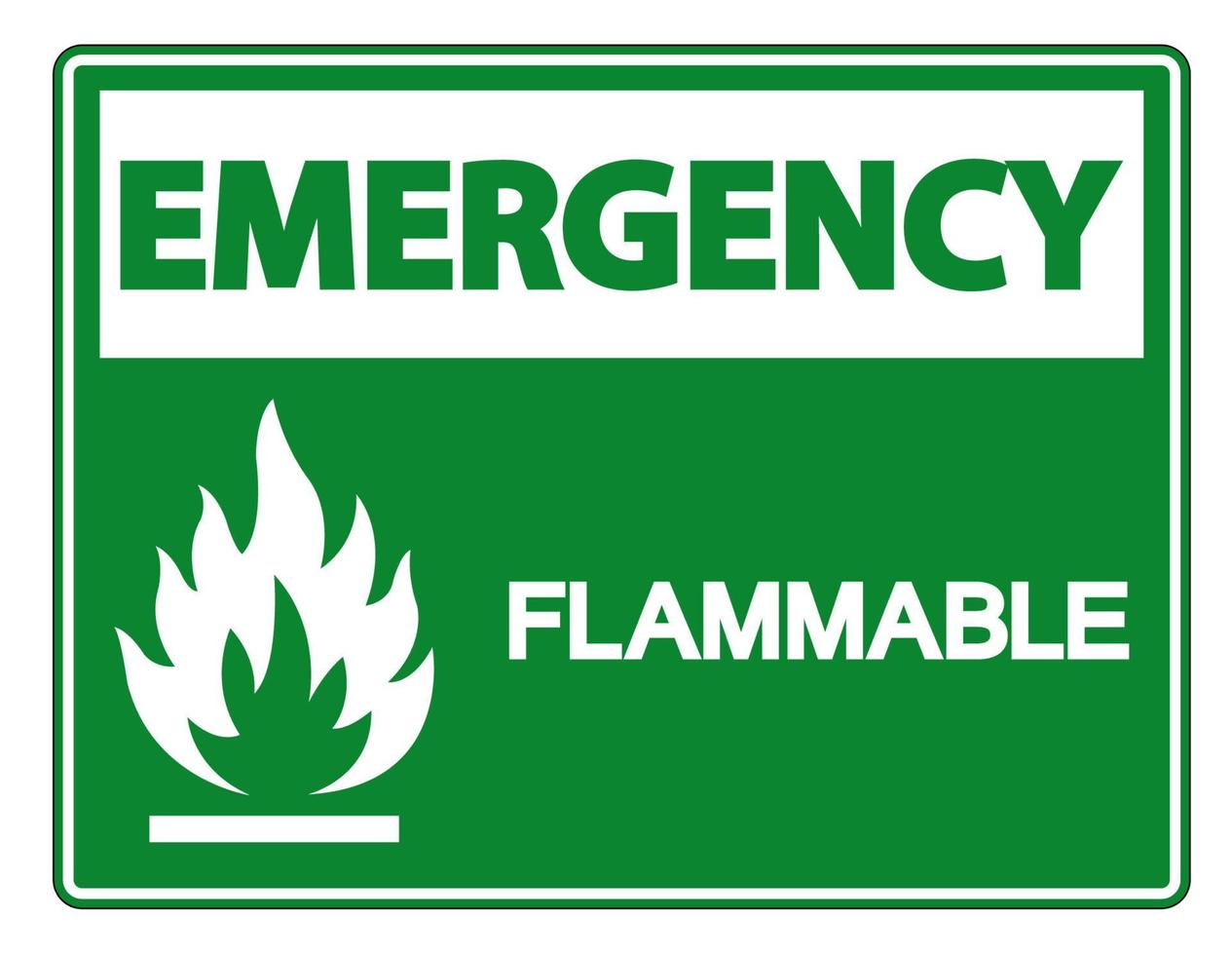 Emergency Flammable Symbol Sign on white background vector