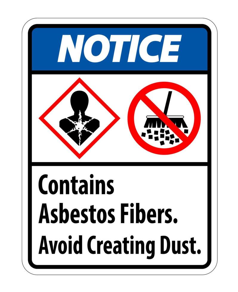 Notice Label Contains Asbestos Fibers,Avoid Creating Dust vector