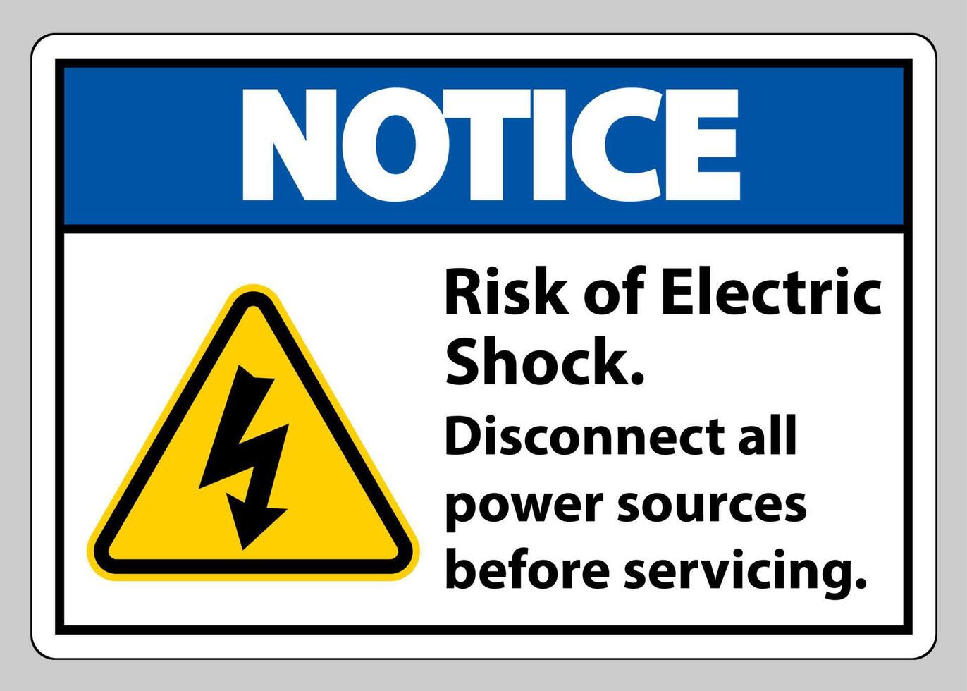 Notice Risk of electric shock Symbol Sign Isolate on White Background vector