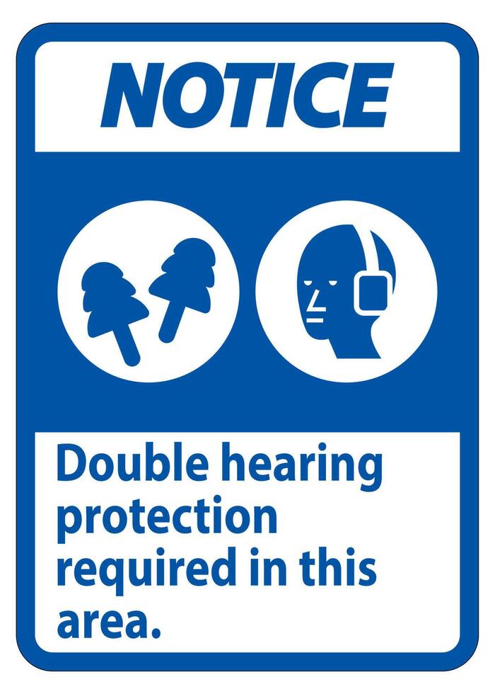 Notice Sign Double Hearing Protection Required In This Area With Ear