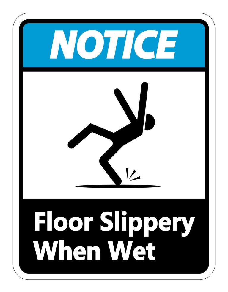 Notice Slippery When Wet Sign on white background vector