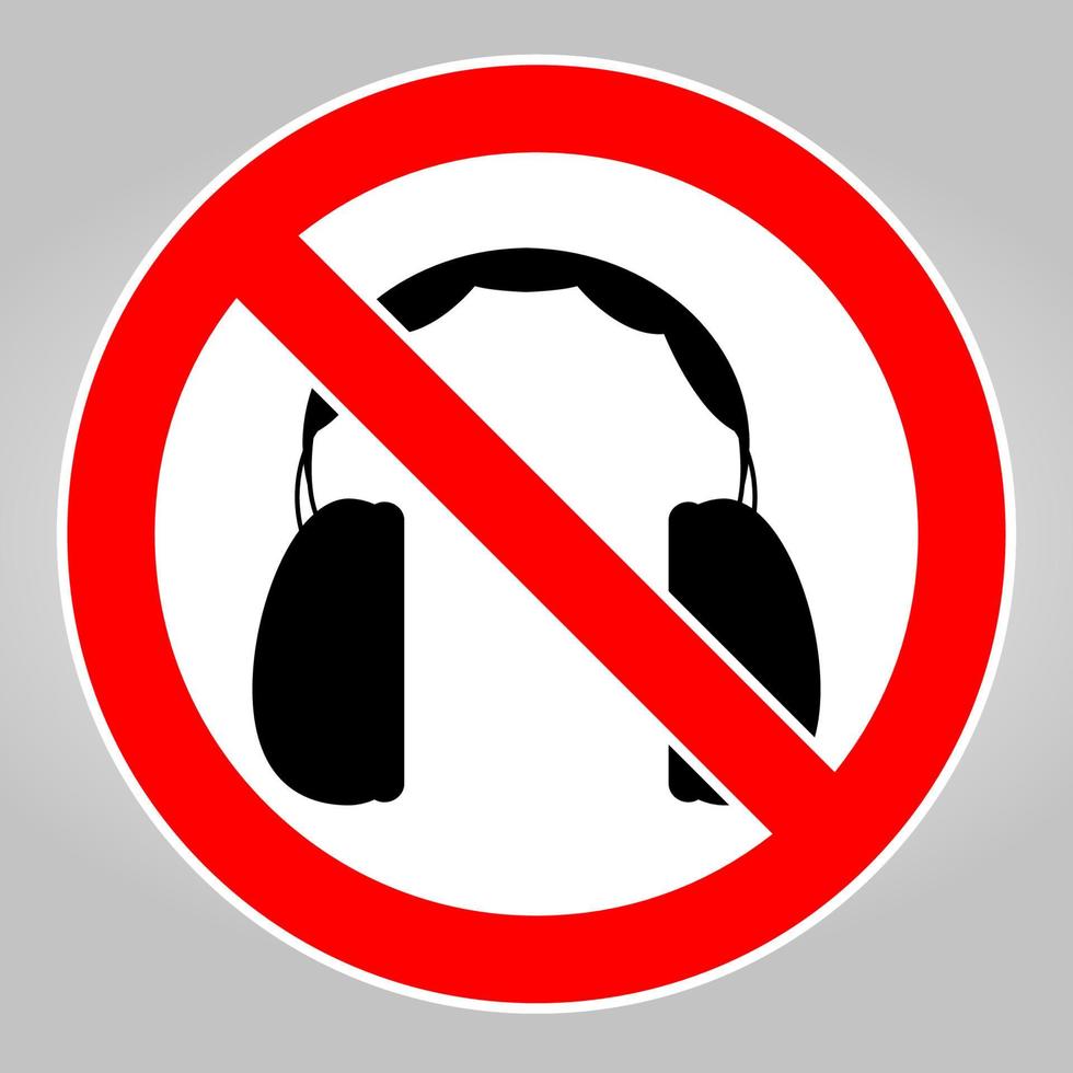 No se requiere protección para los oídos, por favor, quítese los auriculares. vector